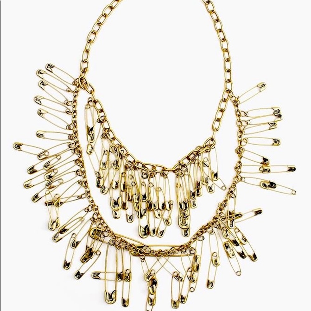 Nasty Gal Safety Pin Brass Necklace